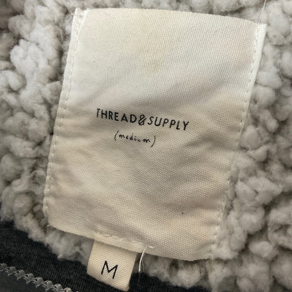 Thread & Supply Two Tone Sherpa 1/4 Zip Pullover Brown Sz M - Picture 9 of 11